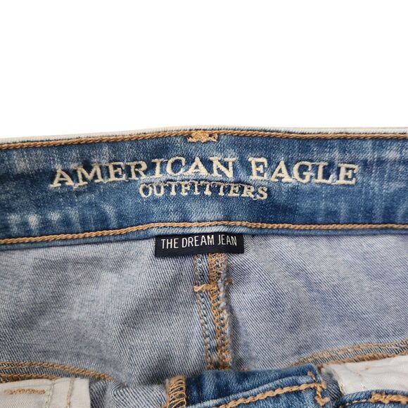 American Eagle Women's Hi-Rise Jeans Denim Blue Skinny Distressed Size 6 Small - Picture 3 of 16